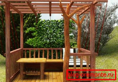 Gazebo a korlát és a plating felszerelése után