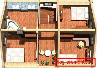 A második emelet belső elrendezésének volumetrikus 3D modellje A második emelet belső elrendezésének volumetrikus 3D modellje