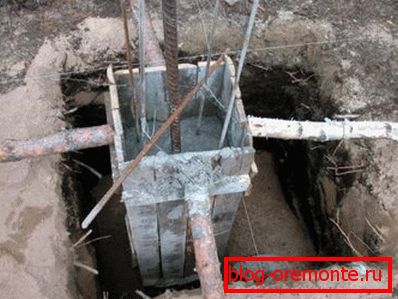 Pроцесс заливки фундамента для колонны Pроцесс заливки фундамента для колонны