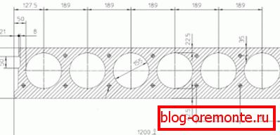 Az üreges mag méretei mm-ben. Az üreges mag méretei mm-ben.